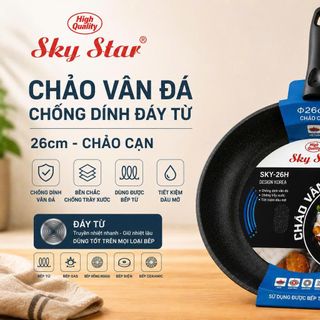 CHẢO VÂN ĐÁ CHỐNG DÍNH ĐÁY TỪ SKY STAR 26cm (CHẢO CẠN)
