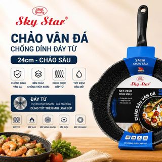 CHẢO VÂN ĐÁ CHỐNG DÍNH ĐÁY TỪ SKY STAR 24cm (CHẢO SÂU)