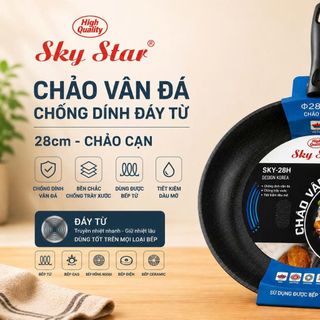 CHẢO VÂN ĐÁ CHỐNG DÍNH ĐÁY TỪ SKY STAR 28cm (CHẢO CẠN)