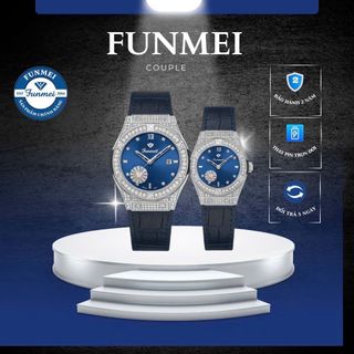 ĐỒNG HỒ NAM NỮ CHÍNH HÃNG FUNMEI F1503 VIỀN ĐÁ BẠC FULLBOX