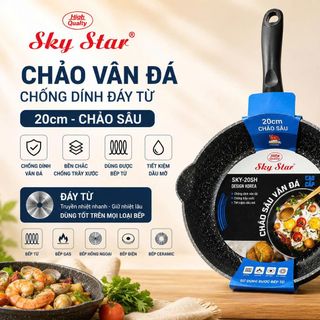 CHẢO VÂN ĐÁ CHỐNG DÍNH ĐÁY TỪ SKY STAR 20cm (CHẢO SÂU)