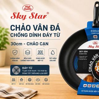 CHẢO VÂN ĐÁ CHỐNG DÍNH ĐÁY TỪ SKY STAR 30cm (CHẢO CẠN)