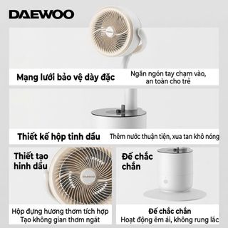 Quạt Tuần Hoàn Không Khí Daewoo AI Điều Khiển Giọng Nói 12 Cấp Gió Kiêm Đèn Ngủ
