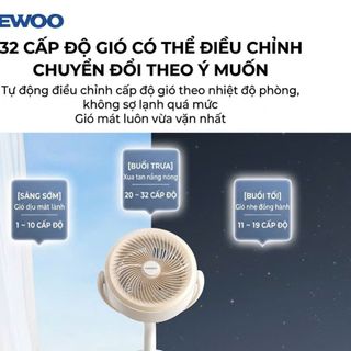 Quạt Tuần Hoàn Không Khí Daewoo AI Điều Khiển Giọng Nói 12 Cấp Gió Kiêm Đèn Ngủ