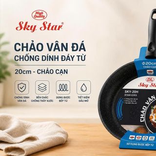CHẢO VÂN ĐÁ CHỐNG DÍNH ĐÁY TỪ SKY STAR 20cm (CHẢO CẠN)