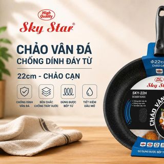 CHẢO VÂN ĐÁ CHỐNG DÍNH ĐÁY TỪ SKY STAR 22cm (CHẢO CẠN)