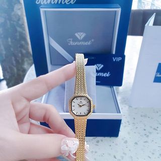 SET ĐỒNG HỒ NỮ CHÍNH HÃNG FUNMEI FL2145 MẶT DÂY LƯỚI LUẠ KÈM DÂY CHUYỀN FULLBOX