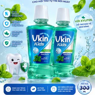 Nước Súc Miệng VkinKids Làm Sạch Mảng Bám, Chăm Sóc Sức Khỏe Răng Miệng Hương Bạc Hà 300ml
