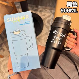 Ly Giữ Nhiệt Có Tay Cầm 900ml, Bình Nước Giữ Nhiệt MOOD THE CUP Kèm Ống Hút