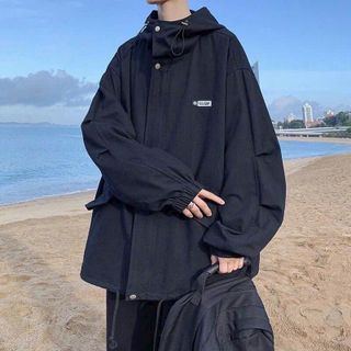 Áo Khoác Dù Mero Logo Thêu Nút Bấm Form Rộng Unisex Nam Nữ