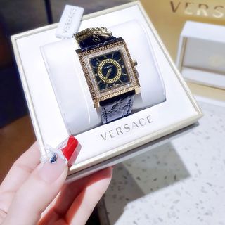 ĐỒNG HỒ NỮ CAO CẤP VERXACE DÂY DA ĐEN MẶT VUÔNG