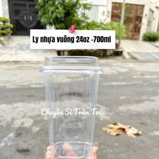 Ly nhựa vuông 24oz - 700ml nắp 93