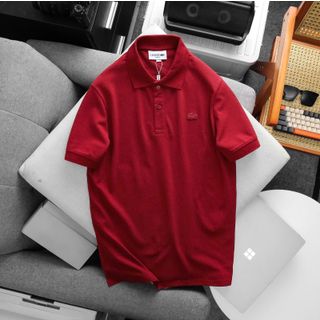 Polo cá sấu trơn nam. Logo cao su đồng màu áo.