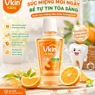 Nước Súc Miệng VkinKids Làm Sạch Khoang Miệng Hương Cam 300ml
