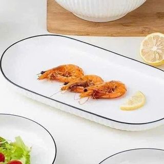 ĐĨA SỨ XOÀI TRẮNG VIỀN ĐEN 12 (T30)