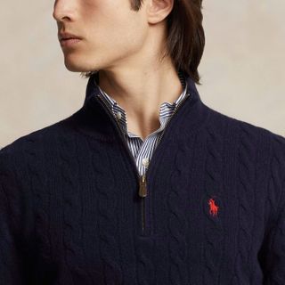 Len dệt kim Polo nam. Chất len xịn, khoá zip cổ chuẩn hãng.