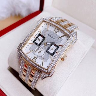 ĐỒNG HỒ NAM SIÊU CẤP BULODA DÂY THÉP DEMI VÀNG MẶT HỘT FULLBOX