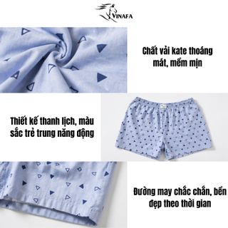 Quần đùi nam có túi mặc nhà VINAFA, quần đùi nam mặc nhà chất liệu Kate kẻ dệt mềm mại QD25