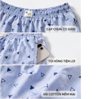 Quần đùi nam có túi mặc nhà VINAFA, quần đùi nam mặc nhà chất liệu Kate kẻ dệt mềm mại QD25