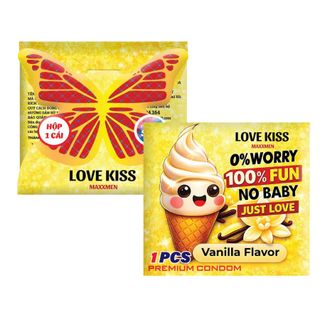 Bao cao su Love kiss Maxxmen Vanilla hộp 10 cái, siêu mỏng 002 truyền nhiệt, thơm ngọt, trơn mượt