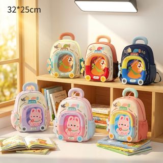 BALO GẤU THỎ XE HOẠT HÌNH LS03 ĐÁNG YÊU, NHẸ ÊM CHO BÉ 2–5 TUỔI! 🐻🐰
