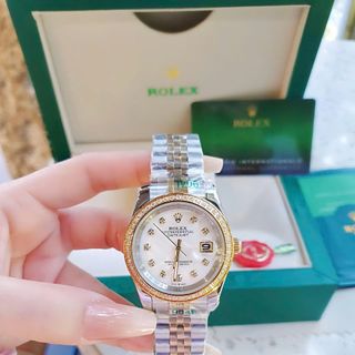 ĐỒNG HỒ NAM NỮ CAO CẤP ROLXE DÂY THÉP DEMI VÀNG MẶT XÀ CỪ KÍNH SAPHIRE VIỀN HỘT