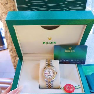 ĐỒNG HỒ NAM NỮ CAO CẤP ROLXE DÂY THÉP DEMI VÀNG MẶT XÀ CỪ KÍNH SAPHIRE VIỀN HỘT