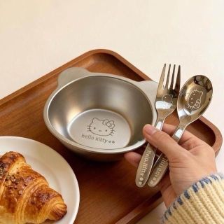 Bộ Bát Ăn Dặm Hình Mèo Kèm Thìa Và Dĩa Cho Bé Chất Liệu Inox 316