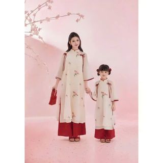 Sỉ buôn áo dài cách tân mai chi 4 tà cho bé gái