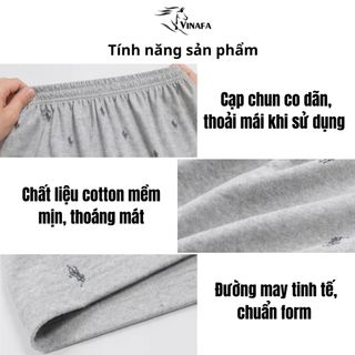 Quần đùi cotton in VINAFA họa tiết , quần đùi nam mặc nhà thấm hút tốt cho nam QD19