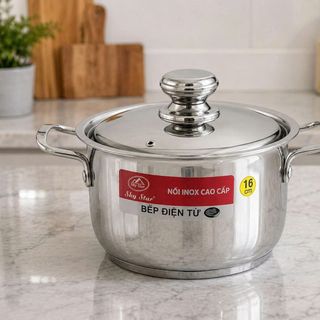 NỒI INOX 3 ĐÁY NẮP INOX CAO CẤP 16cm SKY STAR