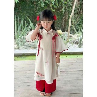 Sỉ buôn áo dài cách tân mai chi 4 tà cho bé gái