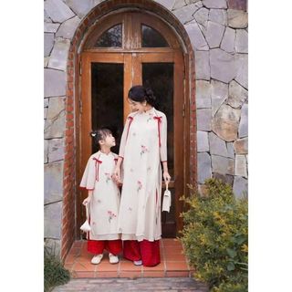 Sỉ buôn áo dài cách tân mai chi 4 tà cho bé gái