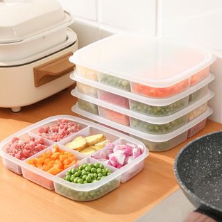 Hộp Đựng Thực Phẩm 6 Ngăn Có Nắp Đậy Kín – Khay Trữ Đông Rau Củ Thịt Cá Xếp Chồng Tiện Lợi GD005