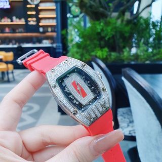 SĂN SALE MÙA HÈ ĐỒNG HỒ NỮ SIÊU CẤP RICHART DÂY CAO SU MẶT CHỮ NHẬT VIỀN ĐÁ