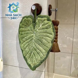 Khăn Lau Tay Hình Lá Sen Cao Cấp - Khăn Treo Nhà Bếp Thấm Nước Nhanh Decor Sang Trọng