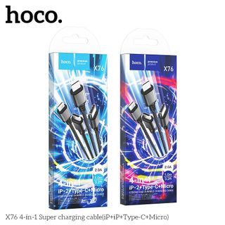 CÁP SẠC 4 ĐẦU HOCO X76 IP+IP+TYPE-C+MICRO 1M