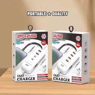 BỘ HUB CHUYỂN ĐA NĂNG 6IN1 (2PD + 2USB) KÈM DÂY LIGHTNING VÀ TYPE-C - BỘ CHIA CỔNG SẠC KÈM 2 DÂY SẠC C06