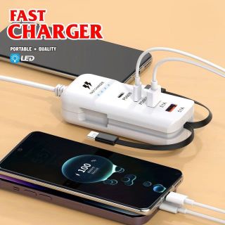 BỘ HUB CHUYỂN ĐA NĂNG 6IN1 (2PD + 2USB) KÈM DÂY LIGHTNING VÀ TYPE-C - BỘ CHIA CỔNG SẠC KÈM 2 DÂY SẠC C06