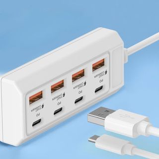BỘ HUB CHUYỂN ĐA NĂNG 8IN1 (4PD + 4USB)  - BỘ SẠC CHIA CỔNG 8U GỒM 4 CỔNG TYPE C VÀ 4 CỔNG USB