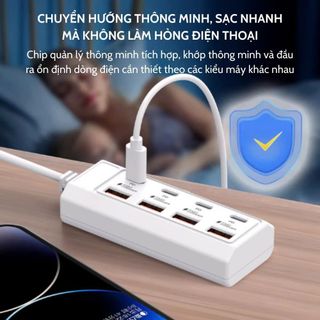 BỘ HUB CHUYỂN ĐA NĂNG 8IN1 (4PD + 4USB)  - BỘ SẠC CHIA CỔNG 8U GỒM 4 CỔNG TYPE C VÀ 4 CỔNG USB