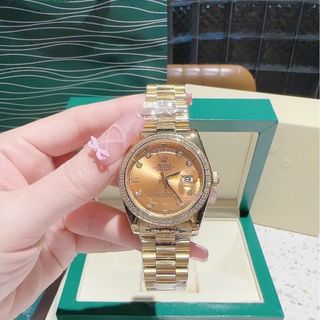 ĐỒNG HỒ CAO CẤP ROLXE DAY DATE DÂY THÉP VÀNG VIỀN ĐÁ FREESTYLE