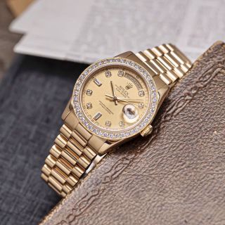 ĐỒNG HỒ CAO CẤP ROLXE DAY DATE DÂY THÉP VÀNG VIỀN ĐÁ FREESTYLE