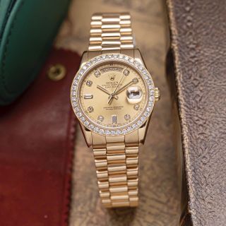 ĐỒNG HỒ CAO CẤP ROLXE DAY DATE DÂY THÉP VÀNG VIỀN ĐÁ FREESTYLE
