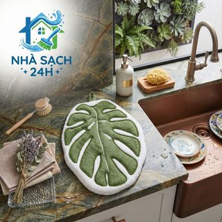 Khăn Lau Tay Hình Lá Monstera Cao Cấp - Khăn Nhà Bếp Thấm Hút Nhanh Decor Lá Cây