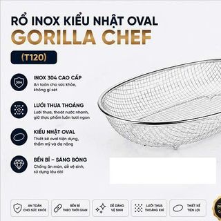 RỔ INOX KIỂU NHẬT OVAL GORILLA CHEF (T120)