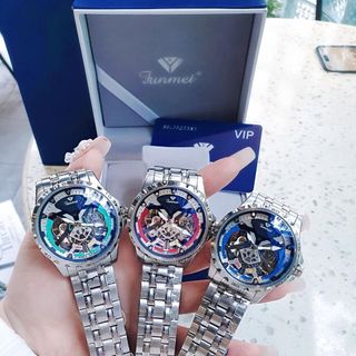 ĐỒNG HỒ NAM CHÍNH HÃNG FUNMEI FC121 MÁY CƠ LỘ ĐÁY FULLBOX TEM HÃNG