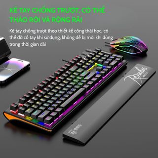 COMBO PHÍM CHUỘT CÓ DÂY CHÍNH HÃNG DEIOG DY-M115 LED RGB (ĐEN) KÈM GIÁ ĐỠ CHỐNG MỎI