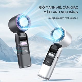 QUẠT TÍCH ĐIỆN CẦM TAY SÒ LẠNH K801 TÍCH HỢP ĐÈN PIN DUNG LƯỢNG 4000MAH