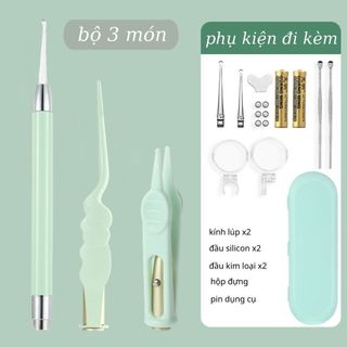 Bộ Lấy Ráy Tai Có Led Xài Pin Sạc (Hộp Xanh) Giá Sỉ